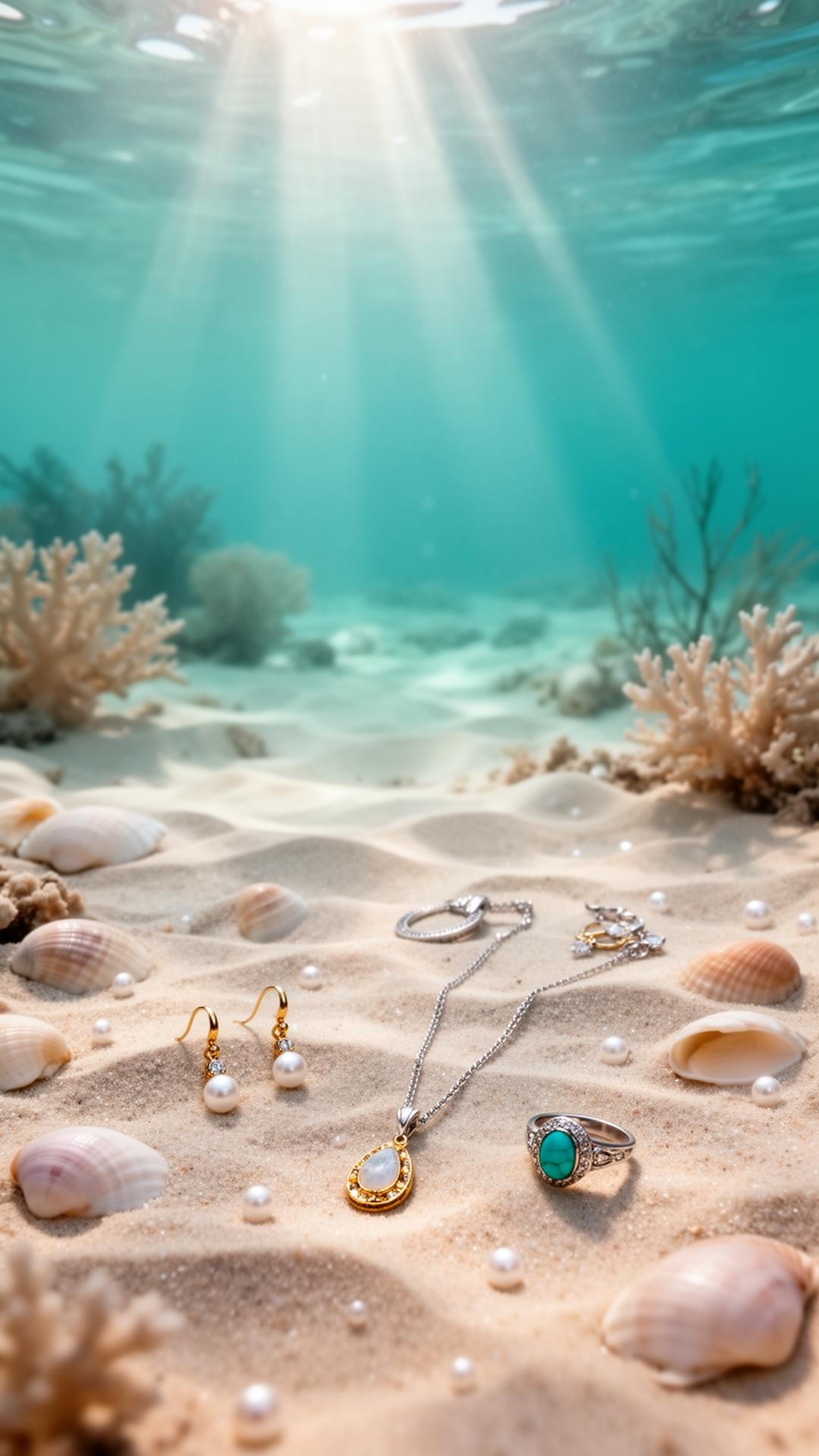 Sagari Joyas jewellery resting on the seabed